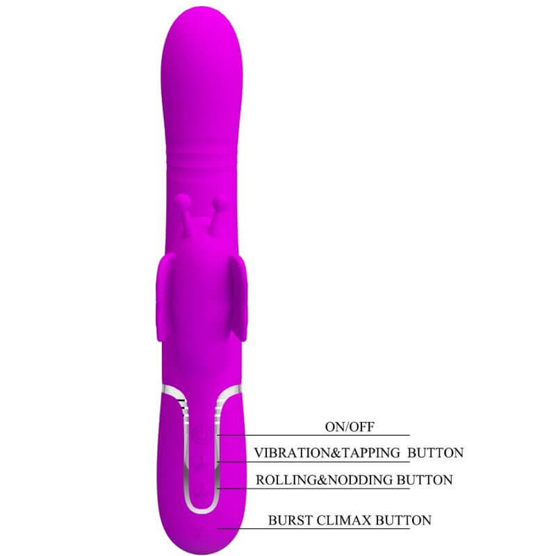 PRETTY LOVE - VIBRADOR COELHO MULTIFUNÇÕES 4 EM 1 BORBOLETE FÚCSIA Sexshoptuga 