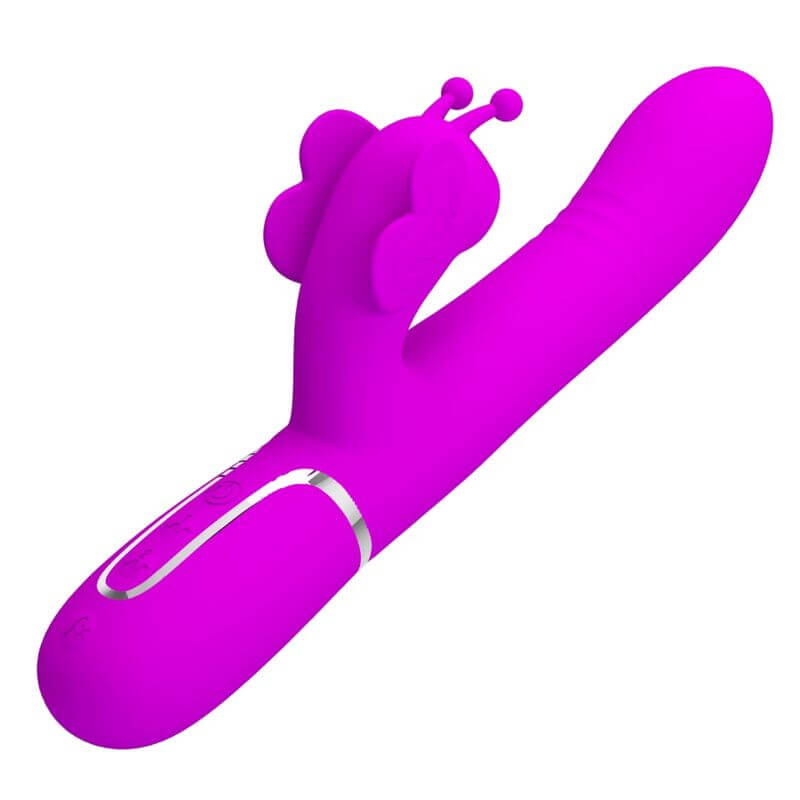 PRETTY LOVE - VIBRADOR COELHO MULTIFUNÇÕES 4 EM 1 BORBOLETE FÚCSIA Sexshoptuga 