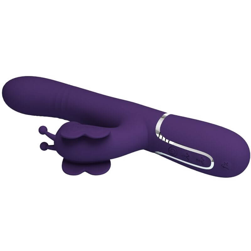 PRETTY LOVE - VIBRADOR COELHO MULTIFUNÇÕES 4 EM 1 BORBOLETA ROXO Sexshoptuga 