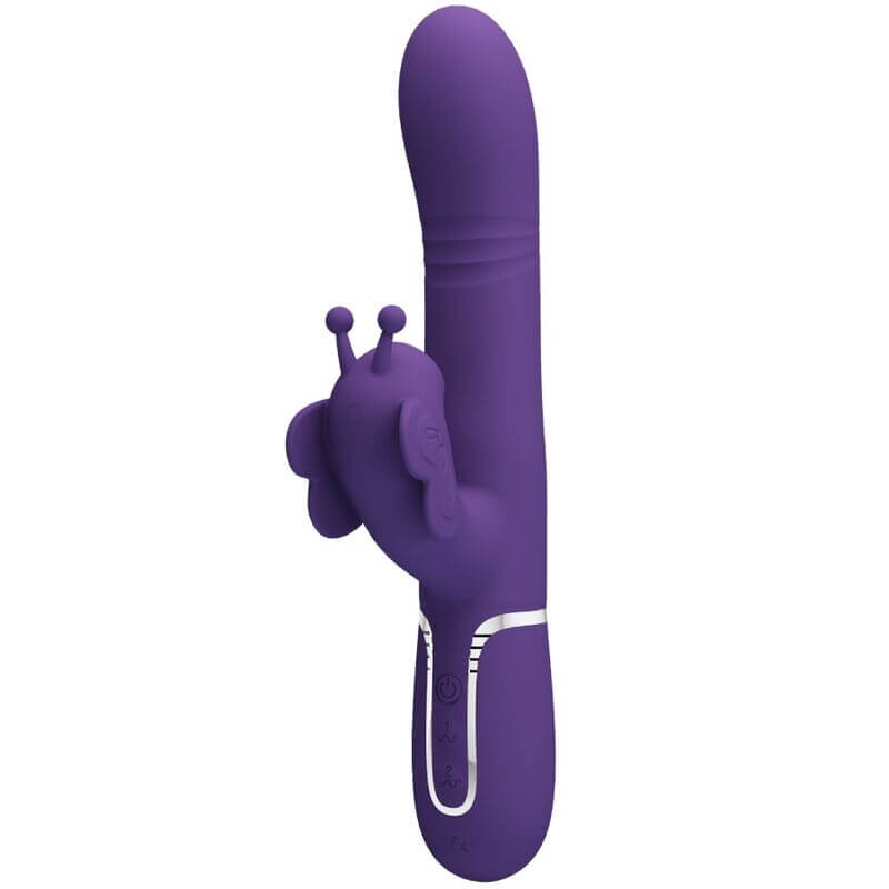 PRETTY LOVE - VIBRADOR COELHO MULTIFUNÇÕES 4 EM 1 BORBOLETA ROXO Sexshoptuga 