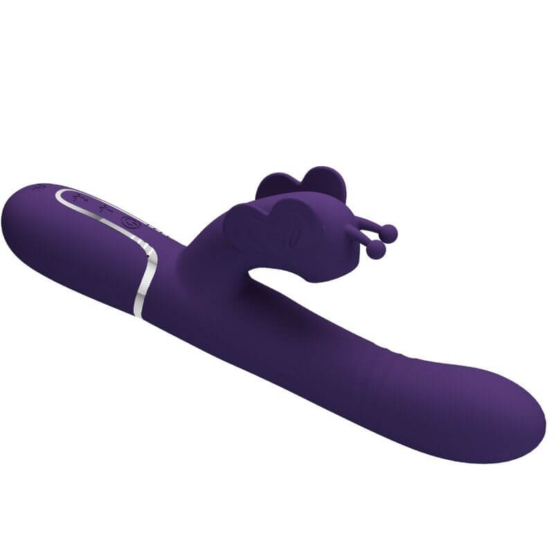 PRETTY LOVE - VIBRADOR COELHO MULTIFUNÇÕES 4 EM 1 BORBOLETA ROXO Sexshoptuga 