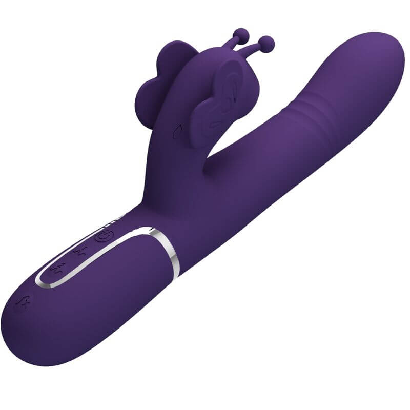 PRETTY LOVE - VIBRADOR COELHO MULTIFUNÇÕES 4 EM 1 BORBOLETA ROXO Sexshoptuga 