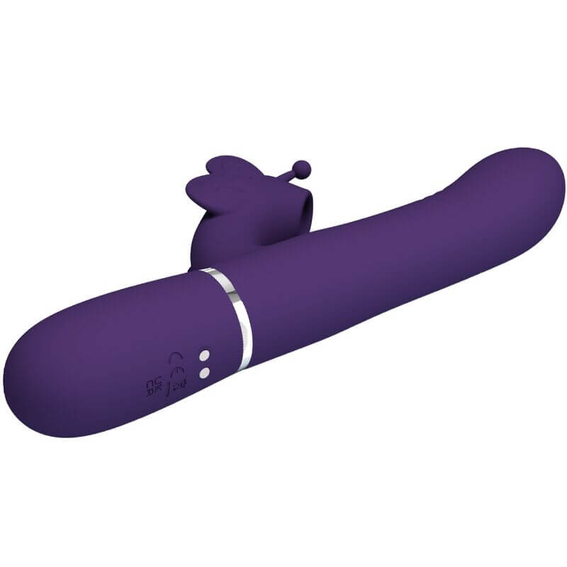 PRETTY LOVE - VIBRADOR COELHO MULTIFUNÇÕES 4 EM 1 BORBOLETA ROXO Sexshoptuga 