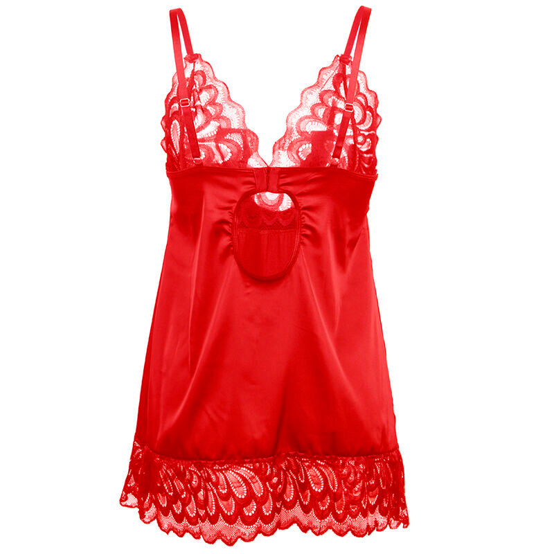 SUBBLIME - BABYDOLL DE CETIM COM RENDA VERMELHA S/M Sexshoptuga 