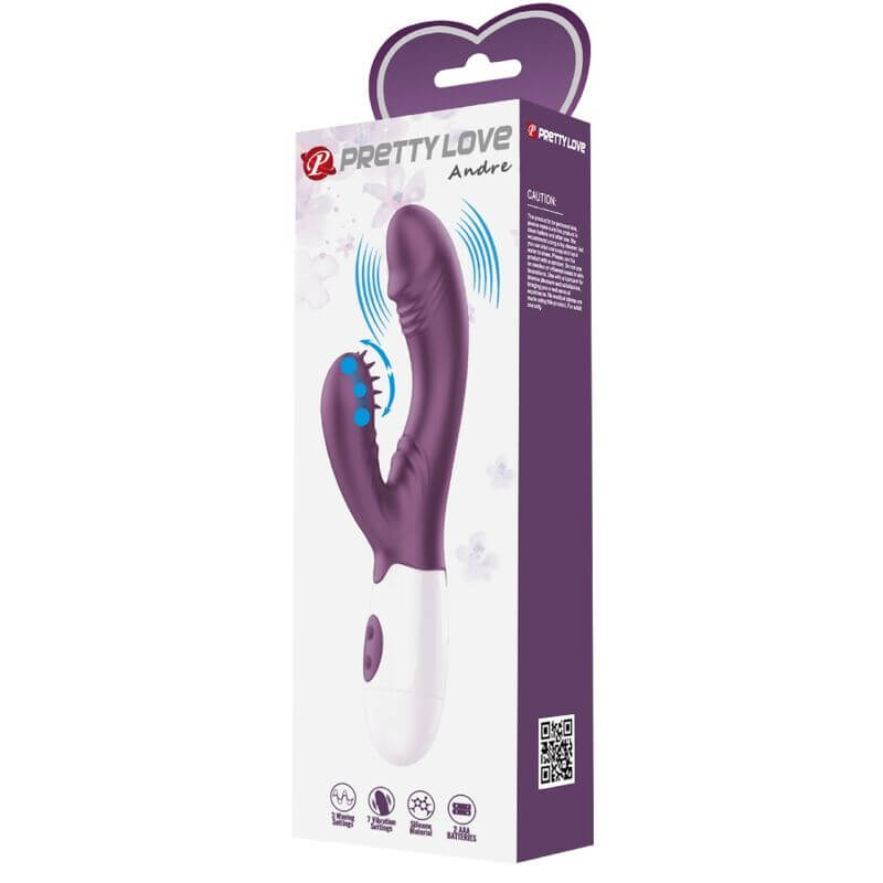 PRETTY LOVE - ANDRE VIBRADOR COELHO E ESTIMULADOR DE PONTO G ROXO Sexshoptuga 