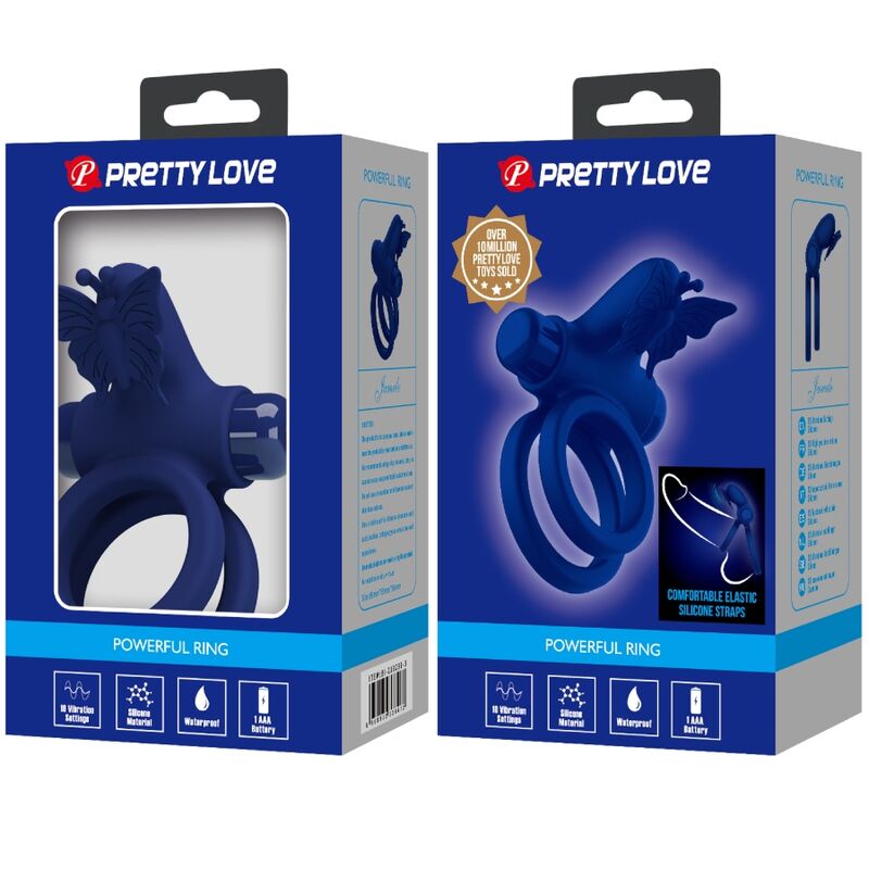 PRETTY LOVE - JAMELE ANEL DUPLO COM ESTIMULADOR DE VIBRAO E BORBOLETA AZUL Sexshoptuga 