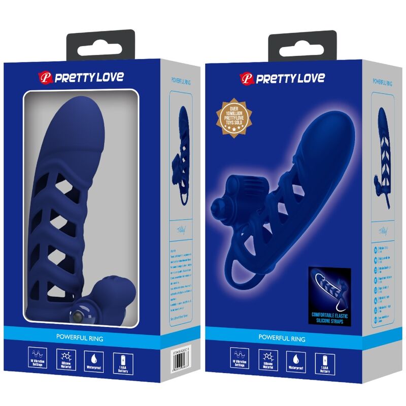 PRETTY LOVE - ALTAF ANEL VIBRADOR COM BAINHA DE SILICONE AZUL Sexshoptuga 