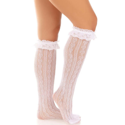 LEG AVENUE - BLACK RUFFLED KNEE-HIGH SOCKS