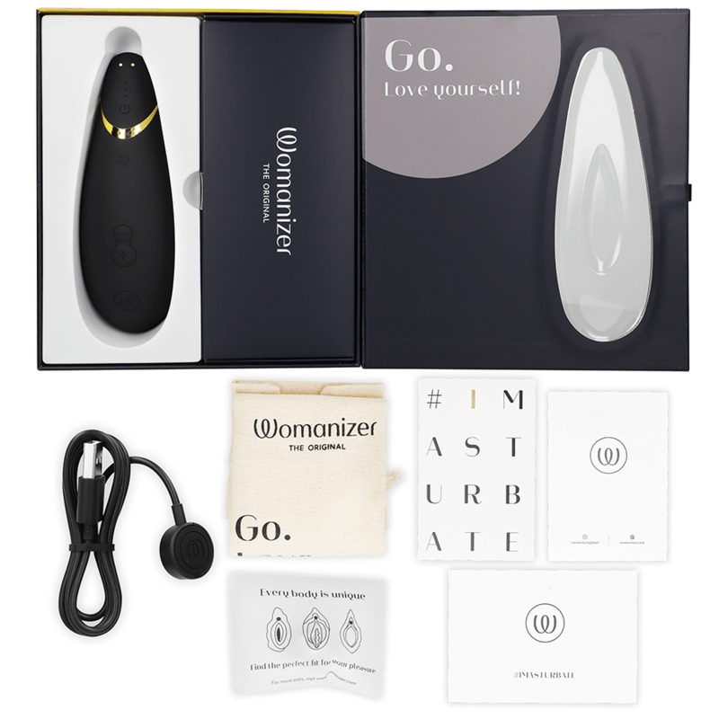 WOMANIZER - PREMIUM 2 ESTIMULADOR CLITORIAL PRETO Sexshoptuga 