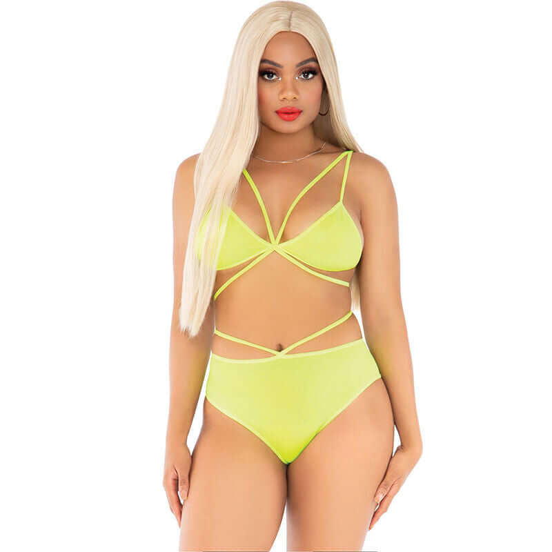 LEG AVENUE - YELLOW TOP AND PANTS WITH STRAPS Sexshoptuga 