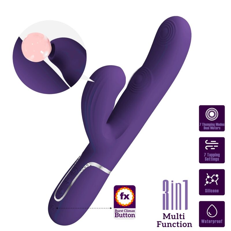 PRETTY LOVE - PERLITA VIBRADOR G-SPOT 3 EM 1 MULTIFUNO ROXO - Sexshoptuga 