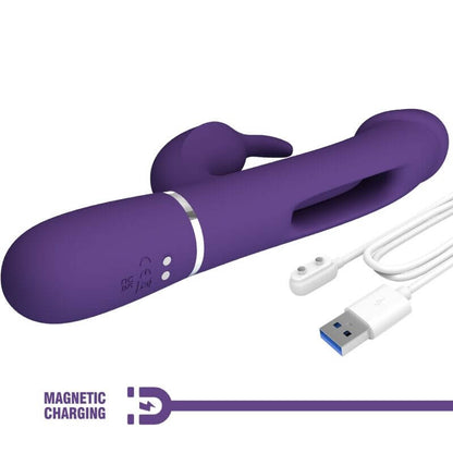 PRETTY LOVE - KAMPAS 3 IN 1 MULTIFUNCTION RABBIT VIBRATOR WITH VIOLET TONGUE