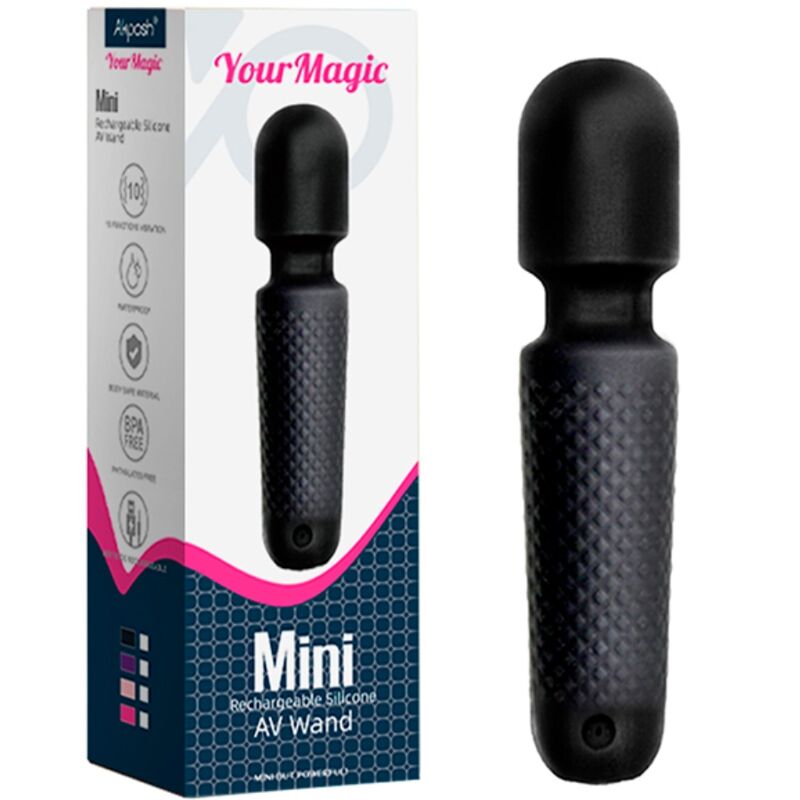 ARMONY - YOUR MAGIC MASSAGER E VIBRADOR RECARREGÁVEL 10 VIBRAÇÕES WAND DOTS PRETO Sexshoptuga 