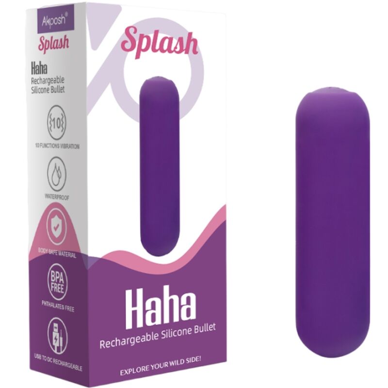 ARMONY - SPLASH HAHA VIBRADOR BALA SILICONE 10 VIBRAÇÕES 75 X 19 CM ROXO Sexshoptuga 