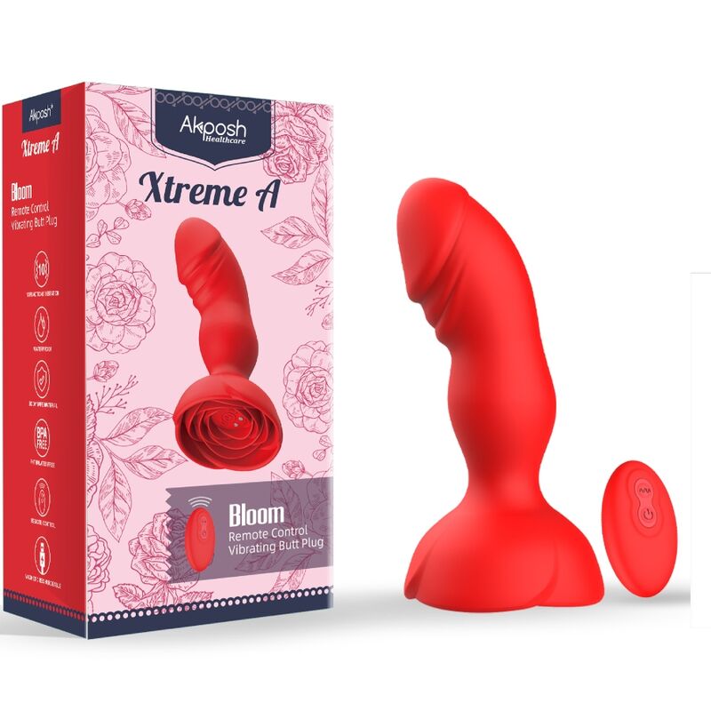 ARMONY -  EXTREME A BLOOM VIBRADOR ROSE E PLUG ANAL CONTROLE REMOTO VERMELHO Sexshoptuga 