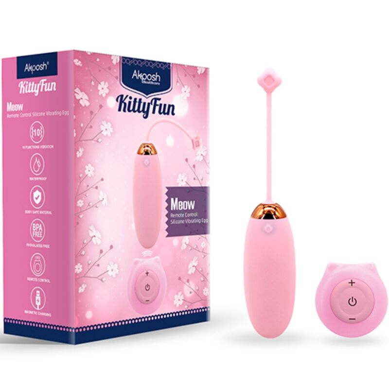 ARMONY - KITTY FUN EGG VIBRADOR CONTROLE REMOTO 10 VIBRAÇÕES ROSA Sexshoptuga 