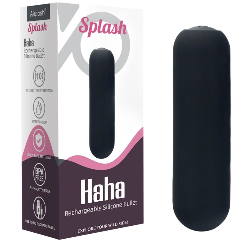 ARMONY - SPLASH HAHA VIBRADOR BALA SILICONE 10 VIBRAÇÕES 75 X 19 CM PRETO Sexshoptuga 