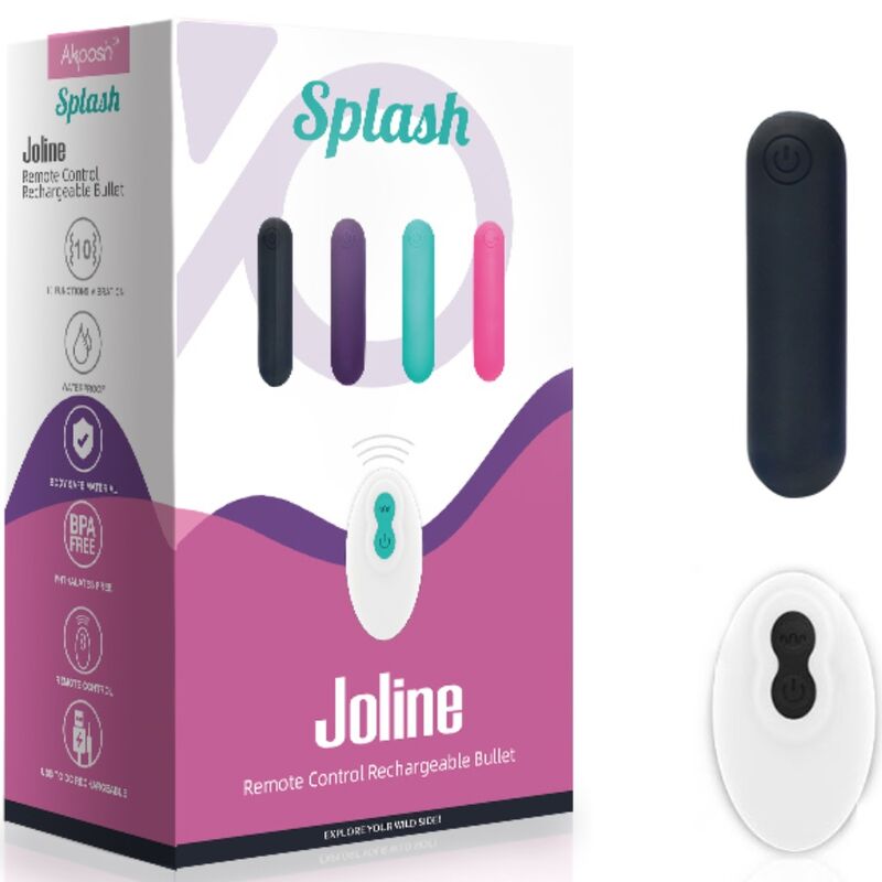 ARMONY - SPLASH JOLINE VIBRADOR BALA SILICONE CONTROLE REMOTO 10 VIBRAÇÕES 65 X 15 CM PRETO Sexshoptuga 