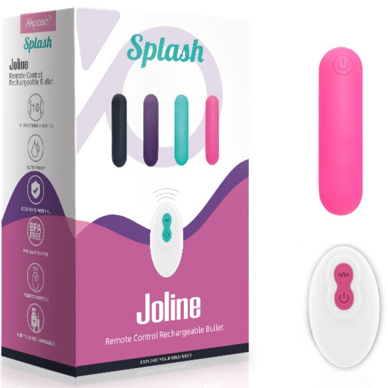 ARMONY - SPLASH JOLINE VIBRADOR BALA SILICONE CONTROLE REMOTO 10 VIBRAÇÕES 65 X 15 CM ROSA Sexshoptuga 