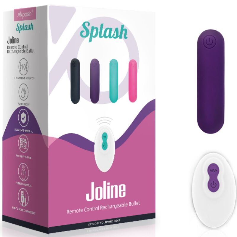 ARMONY - SPLASH JOLINE VIBRADOR BALA SILICONE CONTROLE REMOTO 10 VIBRAÇÕES 65 X 15 CM ROXO Sexshoptuga 