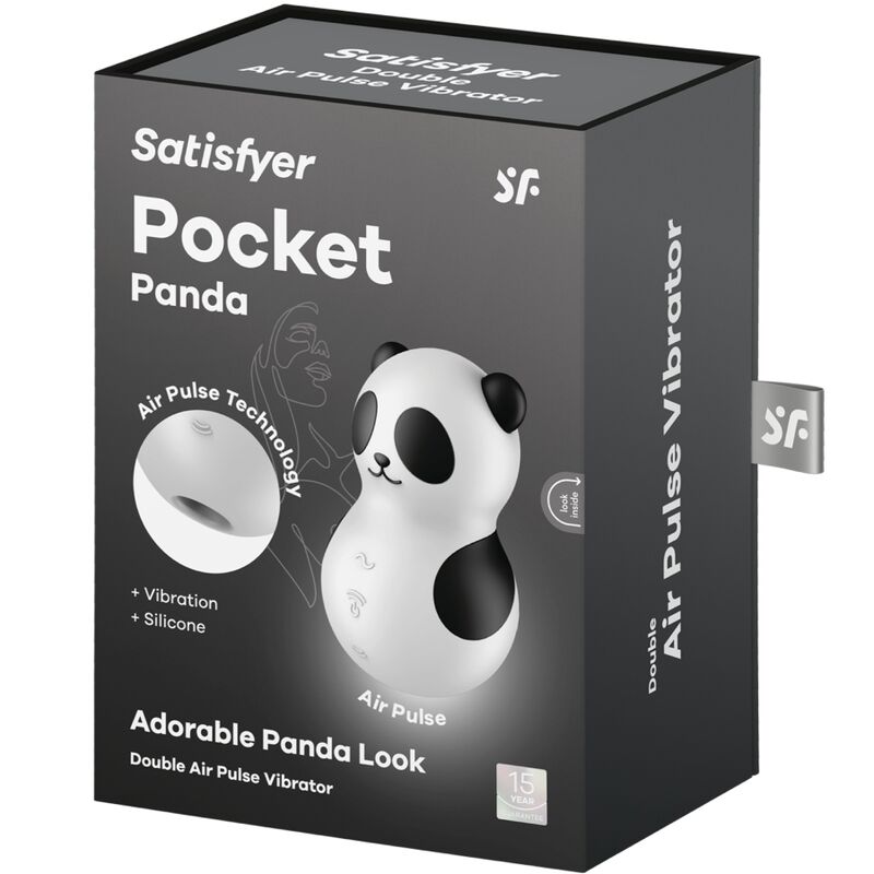 SATISFYER - POCKET PANDA ESTIMULADOR E VIBRADOR PRETO E BRANCO Sexshoptuga 