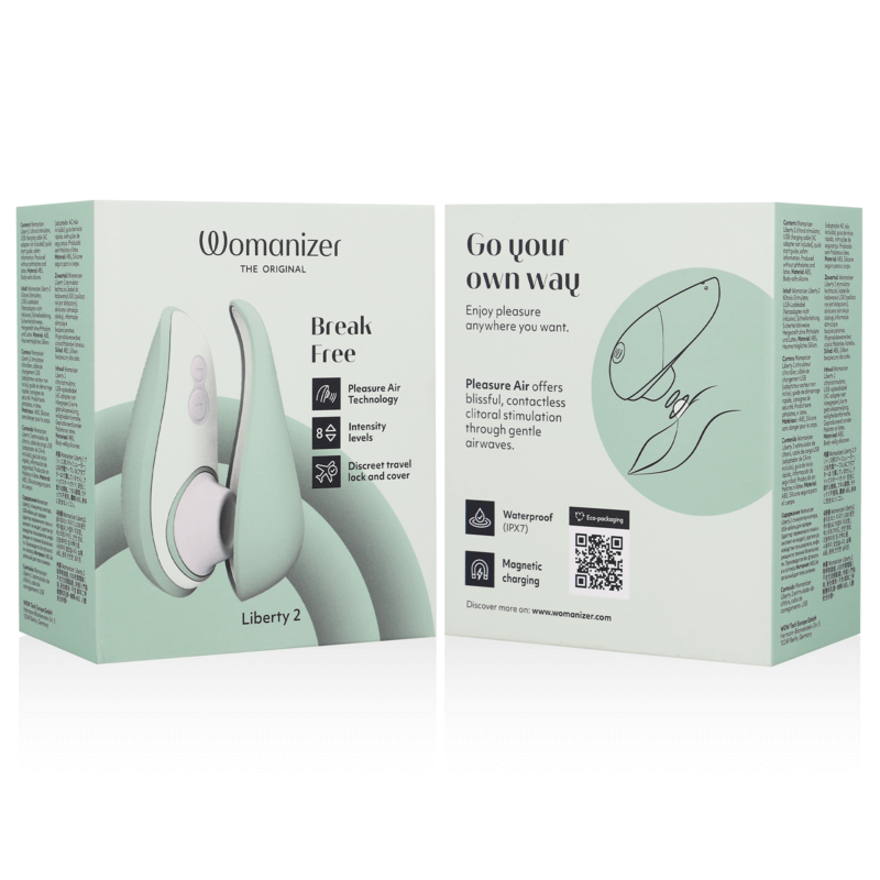 WOMANIZER - LIBERTY 2 ESTIMULADOR DE CLITORIS & SUCKER VERDE CLARO Sexshoptuga 