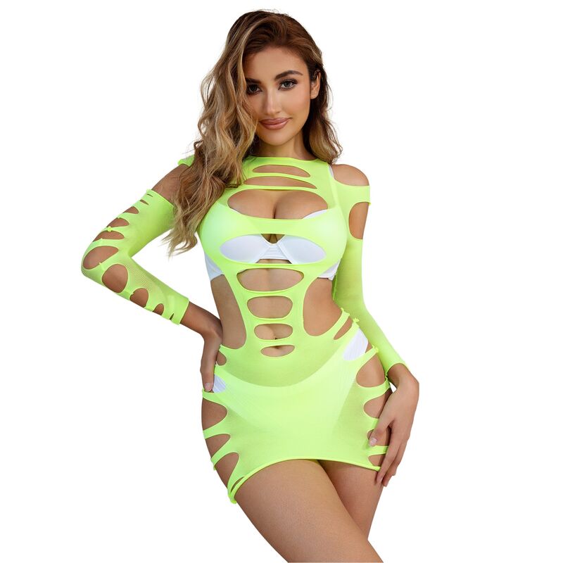 SUBBLIME - 952280 VESTIDO VERDE MANGA LONGA COM REDE ELSTICA TAMANHO ÚNICO Sexshoptuga 