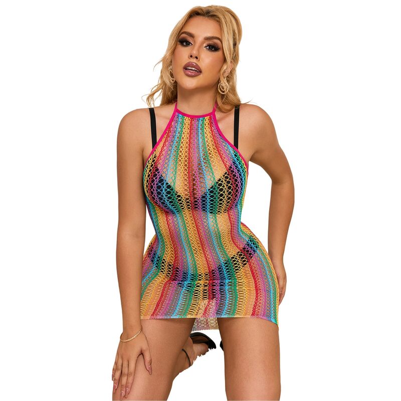 SUBBLIME - 952341 VESTIDO RAINBOW FISHNET TAMANHO ÚNICO Sexshoptuga 