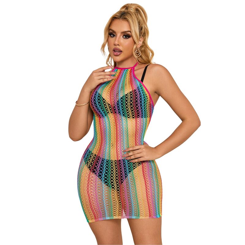 SUBBLIME - 952341 VESTIDO RAINBOW FISHNET TAMANHO ÚNICO Sexshoptuga 