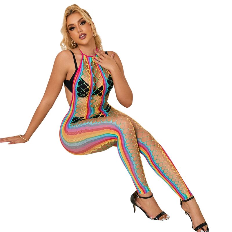 SUBBLIME - 952358 RAINBOW HALTER NECK FISHNET VESTIDO TAMANHO ÚNICO Sexshoptuga 