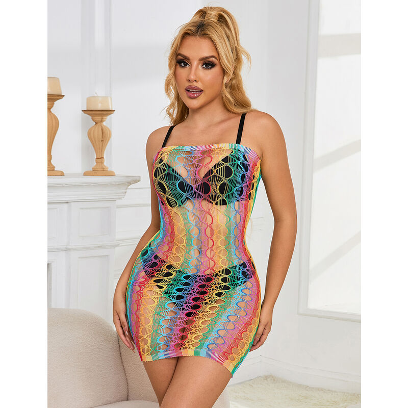 SUBBLIME - 952365 RAINBOW BARE SHOULDER FISHNET VESTIDO TAMANHO ÚNICO Sexshoptuga 