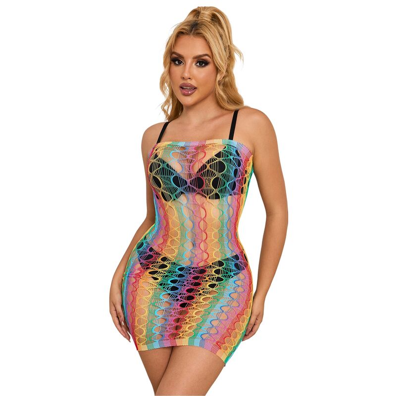 SUBBLIME - 952365 RAINBOW BARE SHOULDER FISHNET VESTIDO TAMANHO ÚNICO Sexshoptuga 