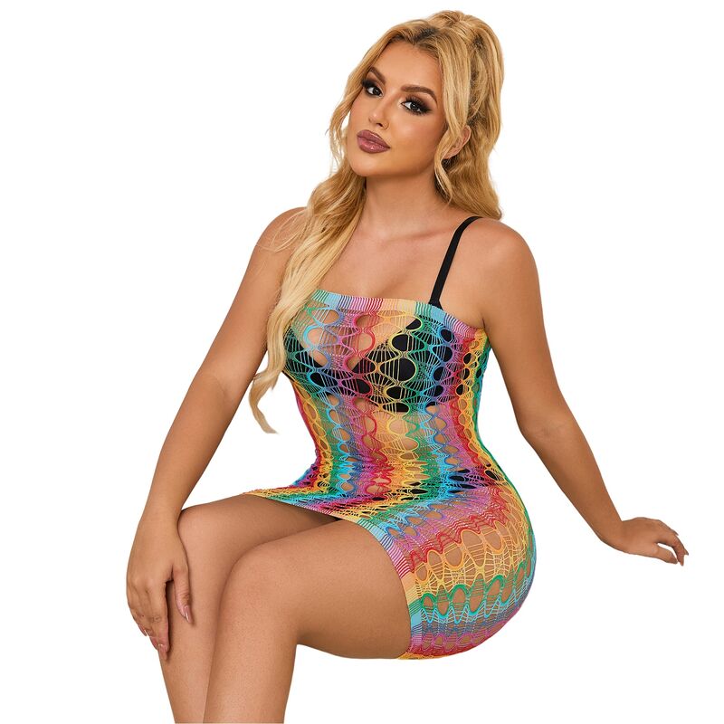 SUBBLIME - 952365 RAINBOW BARE SHOULDER FISHNET VESTIDO TAMANHO ÚNICO Sexshoptuga 