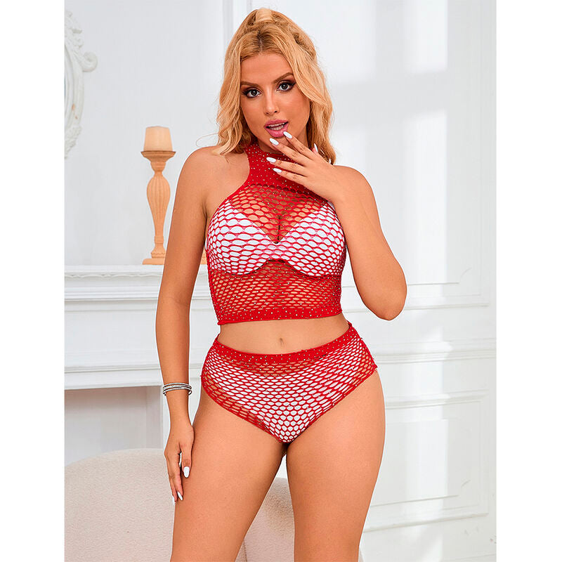 SUBBLIME - 952402 FISHNET SET COM DIAMANTES ROSA TAMANHO ÚNICO Sexshoptuga 