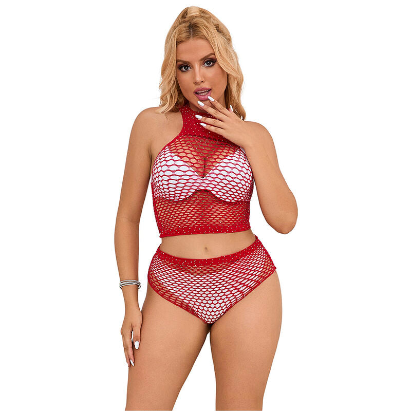 SUBBLIME - 952402 FISHNET SET COM DIAMANTES ROSA TAMANHO ÚNICO Sexshoptuga 