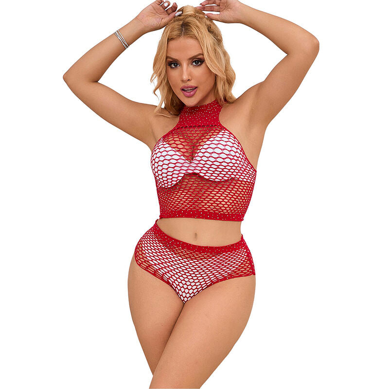 SUBBLIME - 952402 FISHNET SET COM DIAMANTES ROSA TAMANHO ÚNICO Sexshoptuga 