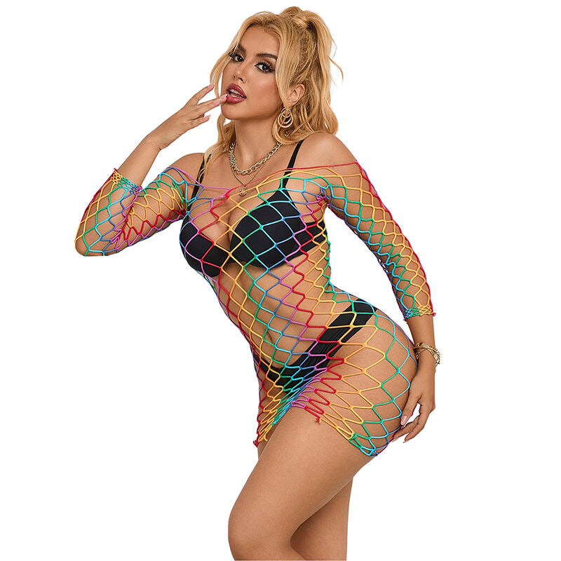 SUBBLIME - 952426 RAINBOW MANGA LONGA FISHNET VESTIDO TAMANHO ÚNICO Sexshoptuga 