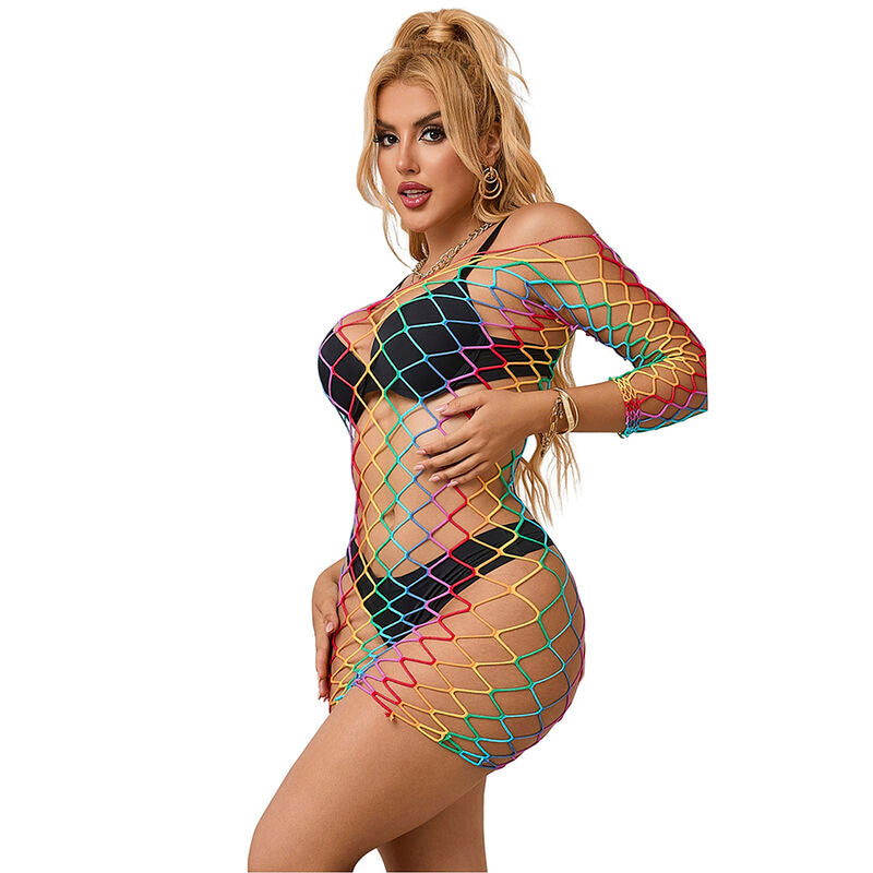 SUBBLIME - 952426 RAINBOW MANGA LONGA FISHNET VESTIDO TAMANHO ÚNICO Sexshoptuga 