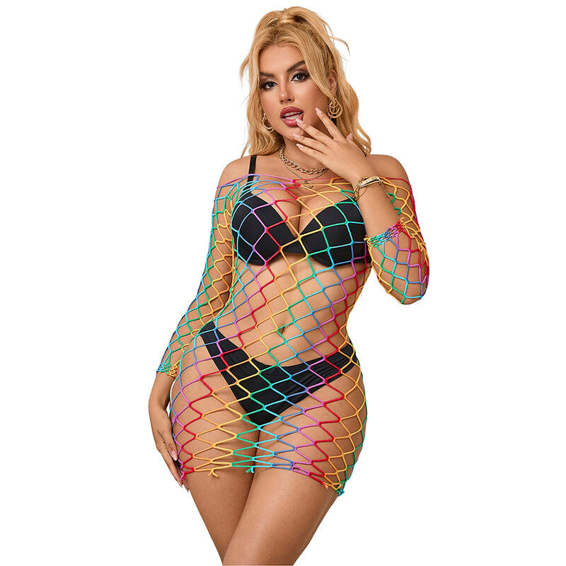 SUBBLIME - 952426 RAINBOW MANGA LONGA FISHNET VESTIDO TAMANHO ÚNICO Sexshoptuga 