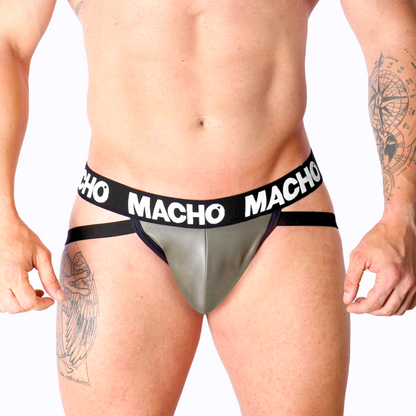 MACHO - MX27GR JOCK COURO CINZA BEGE S - Sexshoptuga 