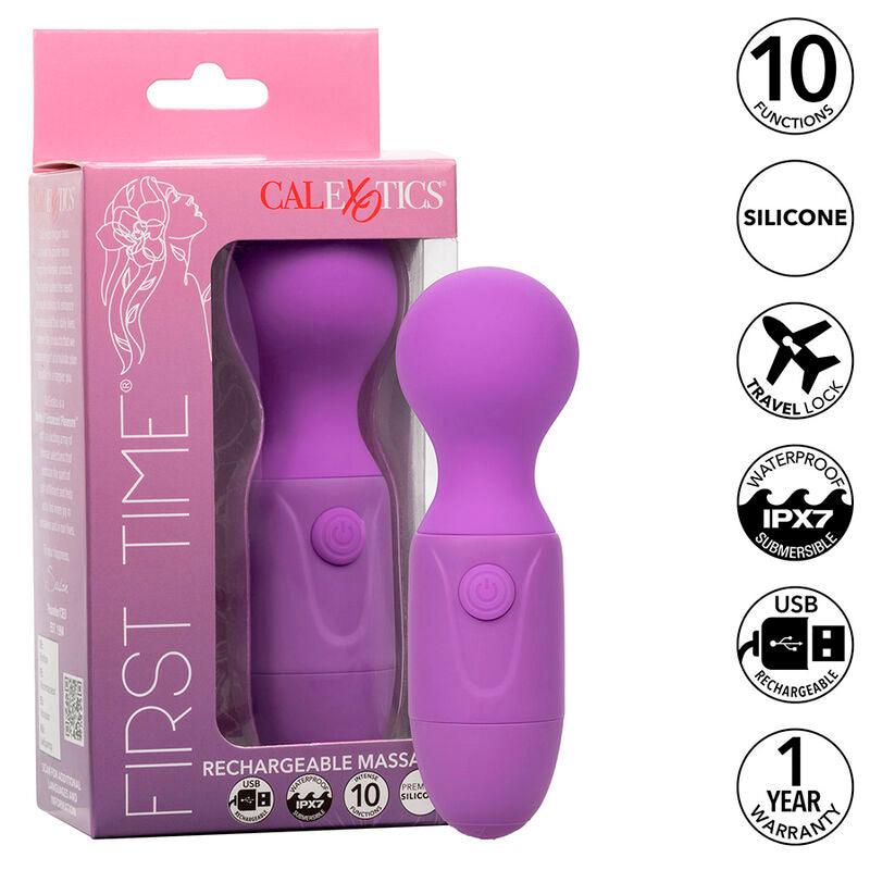 CALEXOTICS - FIRST TIME MASSAGEADOR RECARREGÁVEL 10 VIBRAÇÕES ROXO - Sexshoptuga 