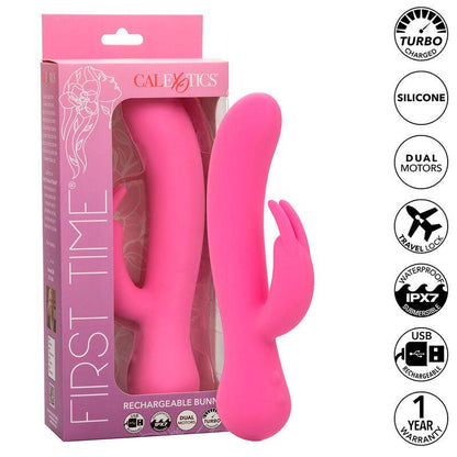 CALEXOTICS - FIRST TIME VIBRADOR COELHO RECARREGÁVEL ROSA - Sexshoptuga 