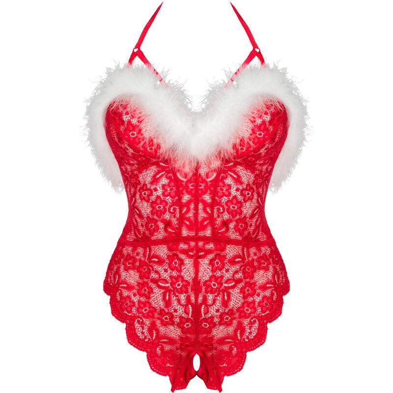 LIVCO CORSETTI FASHION - BODY FEMININO DE RENDA SANTA SEM COSTURA NATAL S/M - Sexshoptuga 