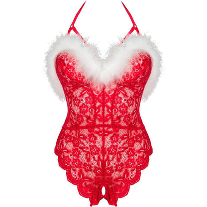 LIVCO CORSETTI FASHION - BODY FEMININO DE RENDA SANTA SEM COSTURA NATAL S/M - Sexshoptuga 