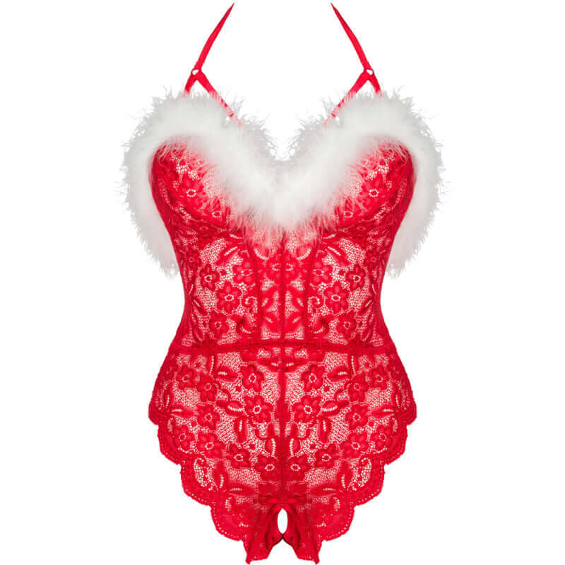 LIVCO CORSETTI FASHION - BODY FEMININO DE RENDA SANTA SEM COSTURA NATAL S/M Sexshoptuga 