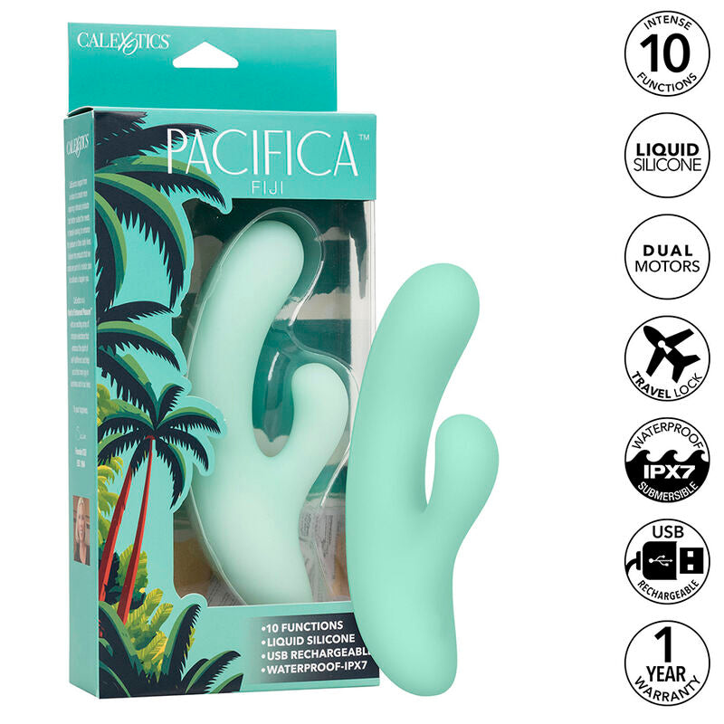 CALEXOTICS - PACIFICA FIJI VIBRADOR E ESTIMULADOR PONTO G 10 VIBRAÇÕES AQUA Sexshoptuga 