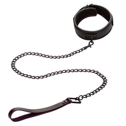 CALEXOTICS - NOCTURNAL ADJUSTABLE LEATHER COLLAR AND LEASH BLACK