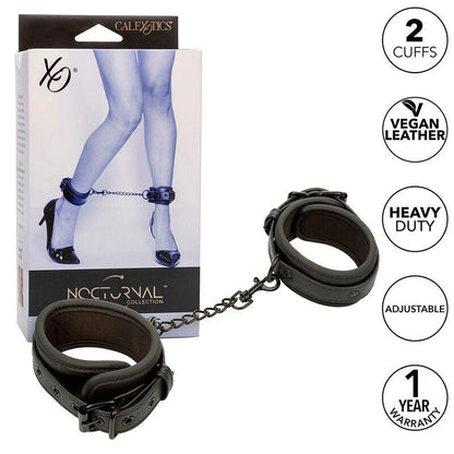 CALEXOTICS - NOCTURNAL ADJUSTABLE LEATHER ANKLE CUFFS BLACK