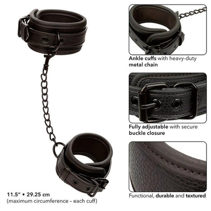 CALEXOTICS - NOCTURNAL ADJUSTABLE LEATHER ANKLE CUFFS BLACK