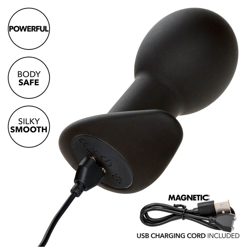 CALEXOTICS - ROCK BOTTOM PLUG ANAL 10 VIBRAÇÕES SILICONE PRETO Sexshoptuga 